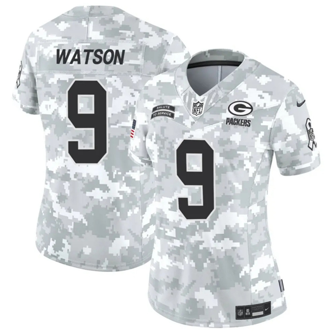 Women's Arctic Camo Green Bay Packers #9 Christian Watson 2024 F.U.S.E Salute to Service Limited Stitched Football Jersey(Run Small)
